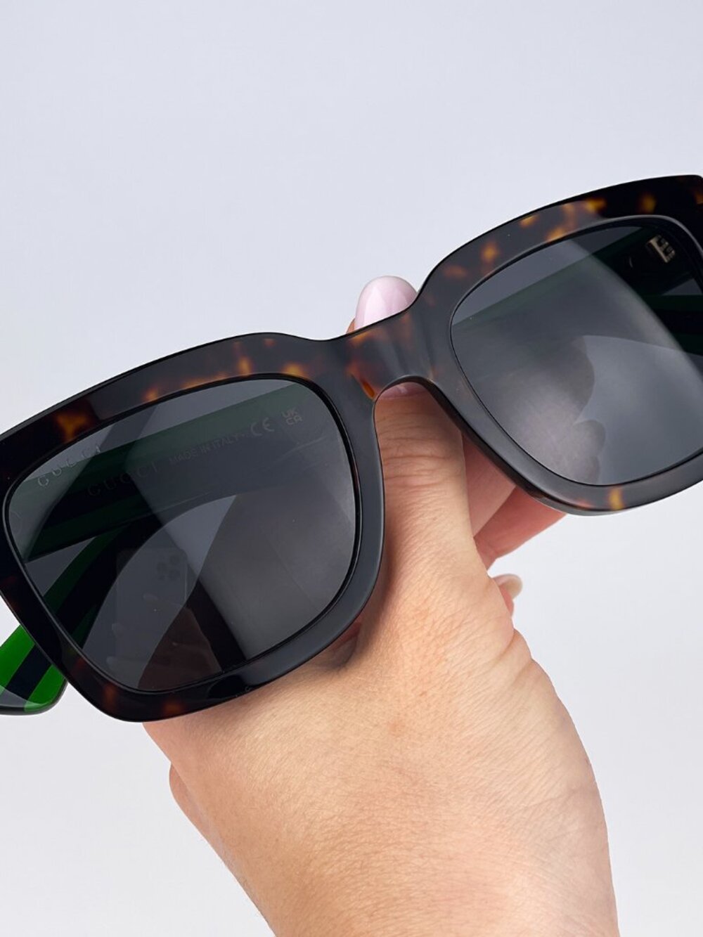 GUCCI GG0001SN 003 Sunglasses Havana Red Green Square Anti-Reflective … - Picture 1 of 13